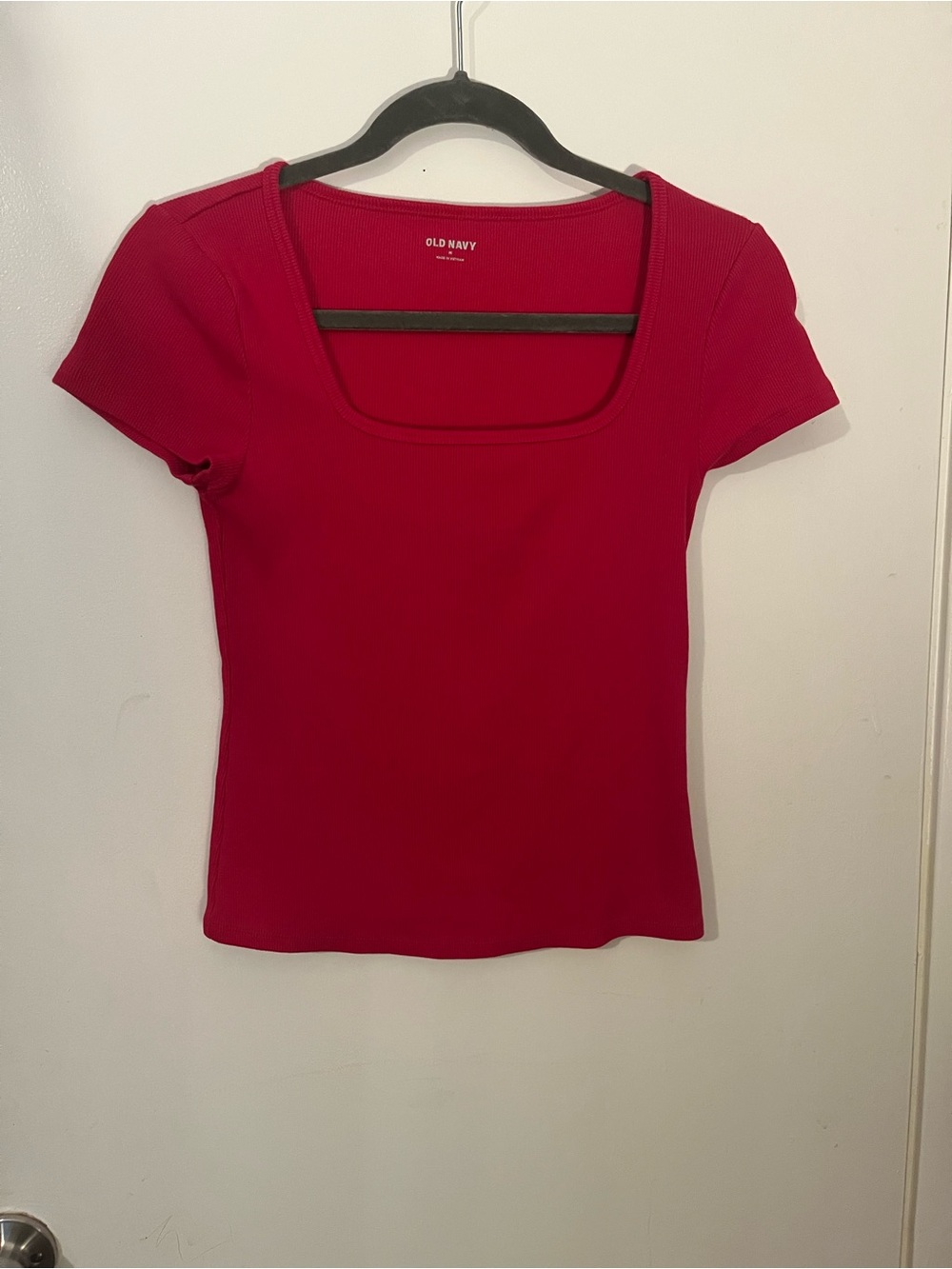 Old Navy Ribbed Square Neck Top Women’s Medium Berry Short sleeve